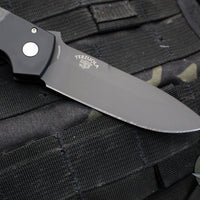 Protech Auto Terzuola ATCF Out The Side (OTS) Auto Knife- Black Handle with CF Inlays- Black DLC Magnacut Steel Blade BT2705
