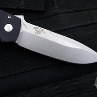 Protech Terzuola ATCF Out The Side (OTS) Auto Knife- "Tuxedo"- Black Handle with Ivory Micarta Inlays- Stonewash Magnacut Steel Blade BT2751