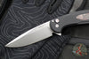 Protech Cambria Flipper- Black Aluminum Handle- TechnoCarbo Red Inlay- Stonewash Magnacut Blade- Black Lip Pearl Button CF2101-LTD TC RED