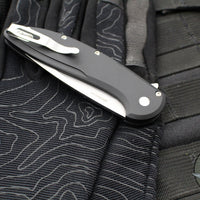Protech Cambria Flipper- Black Aluminum Handle- TechnoCarbo Red Inlay- Stonewash Magnacut Blade- Black Lip Pearl Button CF2101-LTD TC RED