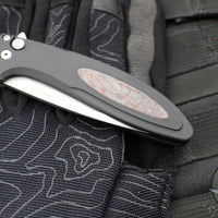 Protech Cambria Flipper- Black Aluminum Handle- TechnoCarbo Red Inlay- Stonewash Magnacut Blade- Black Lip Pearl Button CF2101-LTD TC RED