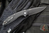 Protech Cambria Flipper- Black Aluminum Handle- TechnoCarbo Blue Inlay- Black DLC Magnacut Blade- Black Lip Pearl Button CF2103-LTD TC BLUE