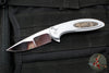 Protech Custom Cambria Flipper- Blade Show 2025- Grey Aluminum Handle- TechnoCarbo Copper Inlay- Mike Irie Compound Ground Mirror Polished Blade- Black Lip Pearl Button 2025 Custom Cambria 004