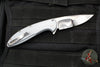 Protech Custom Cambria Flipper- Blade Show 2025- Grey Aluminum Handle- TechnoCarbo Copper Inlay- Mike Irie Compound Ground Mirror Polished Blade- Black Lip Pearl Button 2025 Custom Cambria 004