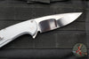 Protech Custom Cambria Flipper- Blade Show 2025- Grey Aluminum Handle- TechnoCarbo Copper Inlay- Mike Irie Compound Ground Mirror Polished Blade- Black Lip Pearl Button 2025 Custom Cambria 004
