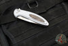 Protech Custom Cambria Flipper- Blade Show 2025- Grey Aluminum Handle- TechnoCarbo Copper Inlay- Mike Irie Compound Ground Mirror Polished Blade- Black Lip Pearl Button 2025 Custom Cambria 004