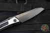Protech Custom Oligarch Out The Side (OTS) Auto Knife - BLADE SHOW 2025- Blackwash/Satin Flat DLC Two-Tone Stainless Handle With Weave Texture- Smokey Grey DLC Magnacut Blade- Black Lip Pearl Button 2025 Oligarch Custom 003