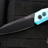 Protech Oligarch Out The Side (OTS) Auto Knife - Turquoise Blue Handle - Black DLC Magnacut Blade DS103 T Blue