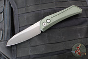 Protech Oligarch Out The Side (OTS) Auto Knife - Green Handle - Smokey Grey DLC Magnacut Blade DS121-GREEN