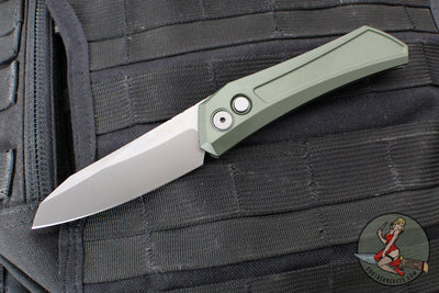 Protech Oligarch Out The Side (OTS) Auto Knife - Green Handle - Smokey Grey DLC Magnacut Blade DS121-GREEN
