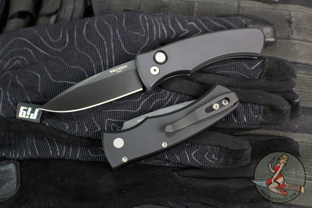 Protech Duke 2 Out The Side (OTS) Auto Knife - Black Handle- Black DLC Magnacut Blade DUKE2103