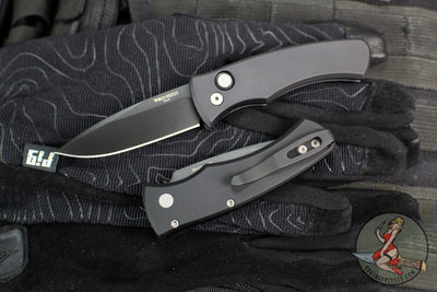 Protech Duke 2 Out The Side (OTS) Auto Knife - Black Handle- Black DLC Magnacut Blade DUKE2103
