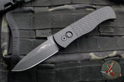 Protech Emerson CQC7 Out The Side Auto (OTS) Knife- Spearpoint Edge - Black Jigged Textured Handle- Blasted Blade- Deep Carry Clip E7A06-20CV