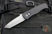 Protech Emerson CQC7 Out The Side Auto (OTS) Knife- Tanto Edge Chisel Ground- Black Jigged Textured Handle- Blasted Blade- Deep Carry Clip E7T05