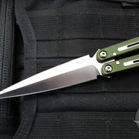 Protech FlyFather 2 Balisong- Dual Tone Green Channel Handles- Satin Finished Blade FF2101-Green