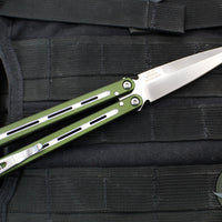 Protech FlyFather 2 Balisong- Dual Tone Green Channel Handles- Satin Finished Blade FF2101-Green