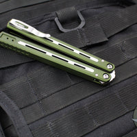 Protech FlyFather 2 Balisong- Dual Tone Green Channel Handles- Satin Finished Blade FF2101-Green