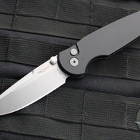 Protech TR-3 Integrity- Manual Button Lock Knife- Smooth Black Handle- Stonewash S35VN Steel Blade  INT101