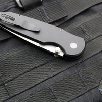 Protech TR-3 Integrity- Manual Button Lock Knife- Smooth Black Handle- Stonewash S35VN Steel Blade  INT101