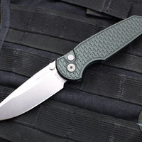 Protech TR-3 Integrity- Manual Button Lock Knife- Relic Pattern Green Handle- Stonewash S35VN Steel Blade  INT105-GREEN