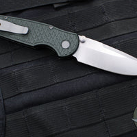 Protech TR-3 Integrity- Manual Button Lock Knife- Relic Pattern Green Handle- Stonewash S35VN Steel Blade  INT105-GREEN