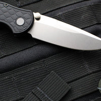 Protech TR-3 Integrity- Manual Button Lock Knife- Reptile Pattern Black Handle- Stonewash S35VN Steel Blade  INT105-Reptile