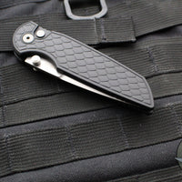 Protech TR-3 Integrity- Manual Button Lock Knife- Reptile Pattern Black Handle- Stonewash S35VN Steel Blade  INT105-Reptile