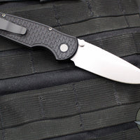 Protech TR-3 Integrity- Manual Button Lock Knife- Relic Pattern Black Handle- Stonewash S35VN Steel Blade  INT105