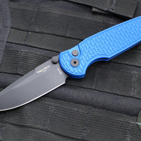 Protech TR-3 Integrity- Manual Button Lock Knife- Relic Pattern Blue Handle- Black DLC S35VN Steel Blade  INT106-BLUE