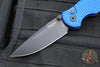 Protech TR-3 Integrity- Manual Button Lock Knife- Relic Pattern Blue Handle- Black DLC S35VN Steel Blade  INT106-BLUE