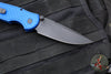 Protech TR-3 Integrity- Manual Button Lock Knife- Relic Pattern Blue Handle- Black DLC S35VN Steel Blade  INT106-BLUE