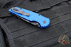 Protech TR-3 Integrity- Manual Button Lock Knife- Relic Pattern Blue Handle- Black DLC S35VN Steel Blade  INT106-BLUE