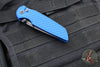 Protech TR-3 Integrity- Manual Button Lock Knife- Relic Pattern Blue Handle- Black DLC S35VN Steel Blade  INT106-BLUE