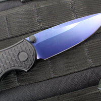 Protech TR-3 Integrity- Manual Button Lock Knife- Black Relic Pattern Handle- Sapphire Blue S35VN Steel Blade  INT106-SB