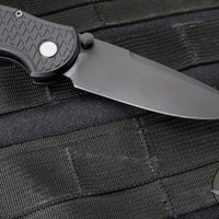 Protech TR-3 Integrity- Manual Button Lock Knife- Black Relic Pattern Handle- Black DLC S35VN Steel Blade  INT106