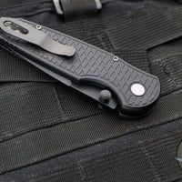 Protech TR-3 Integrity- Manual Button Lock Knife- Black Relic Pattern Handle- Black DLC S35VN Steel Blade  INT106