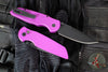Protech TR-3 Integrity- Manual Button Lock Knife- Smooth Purple Handle- Black DLC Magnacut Steel Blade- Black Lip Pearl Button INT1103-LTD Purple