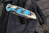 Protech TR-3 Integrity- Manual Button Lock Knife- Shipwreck Finished Relic Pattern Handle- Black DLC Magnacut Steel Blade- Black Lip Pearl Inlaid Button INT1106-SHIPWRECK