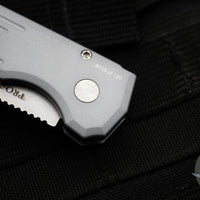 Protech PDW Invictus (OTS) Auto Knife- Blade SHow 2024- Grey Handle- Stonewash Magnacut Steel Blade- Steel Safety- MOP Button Inlay