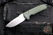 Protech Les George Rockeye Out The Side (OTS) Auto- Green Handle- Stonewash Blade LG301-GREEN