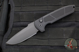 Protech Les George Rockeye Out The Side (OTS) Auto- Operator- Textured Black Handle- Sterile Black Blade- Tritium Button LG307 D2 Operator