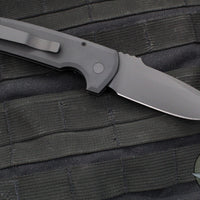 Protech Les George Rockeye Out The Side (OTS) Auto- Operator- Textured Black Handle- Sterile Black Blade- Tritium Button LG307 D2 Operator