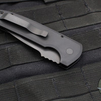 Protech Les George Rockeye Out The Side (OTS) Auto- Operator- Textured Black Handle- Sterile Black Blade- Tritium Button LG307 D2 Operator