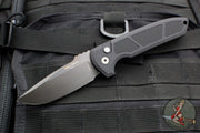 Protech Les George Rockeye Out The Side (OTS) Auto- Textured Black Handle- Smokey Gray DLC Finished D2 Steel Blade LG325-D2