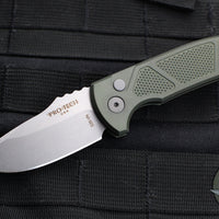 Protech Les George SBR Short Bladed Rockeye Out The Side (OTS) Auto- Green Handle- Stonewash Blade LG405-GREEN