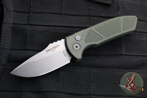 Protech Les George SBR Short Bladed Rockeye Out The Side (OTS) Auto- Green Handle- Stonewash Blade LG405-GREEN