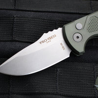 Protech Les George SBR Short Bladed Rockeye Out The Side (OTS) Auto- Green Handle- Stonewash Blade LG405-GREEN