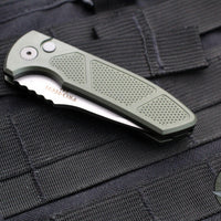 Protech Les George SBR Short Bladed Rockeye Out The Side (OTS) Auto- Green Handle- Stonewash Blade LG405-GREEN