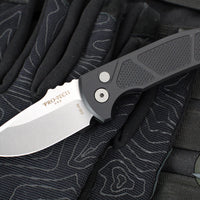 Protech Les George SBR Short Bladed Rockeye Out The Side (OTS)- Black Handle- Stonewash/ Satin S35-VN Blade LG405