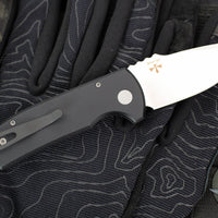 Protech Les George SBR Short Bladed Rockeye Out The Side (OTS)- Black Handle- Stonewash/ Satin S35-VN Blade LG405